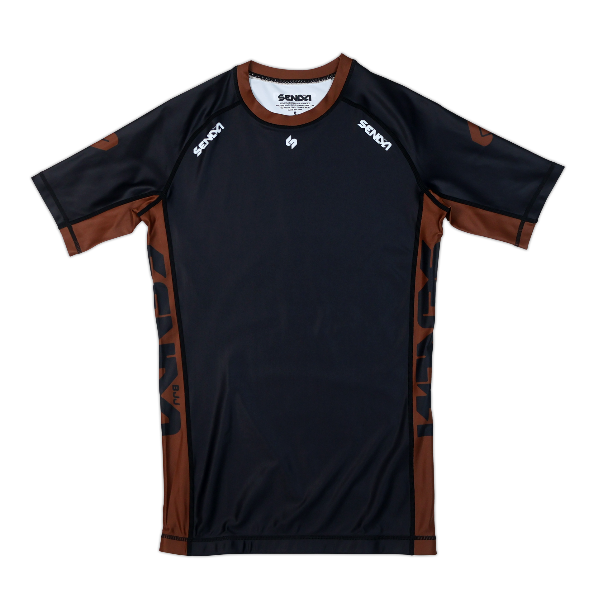 Rashguard Uomo BJJ Manica Corta Marrone V2 – Maglia Compressione Per Jiu Jitsu E MMA